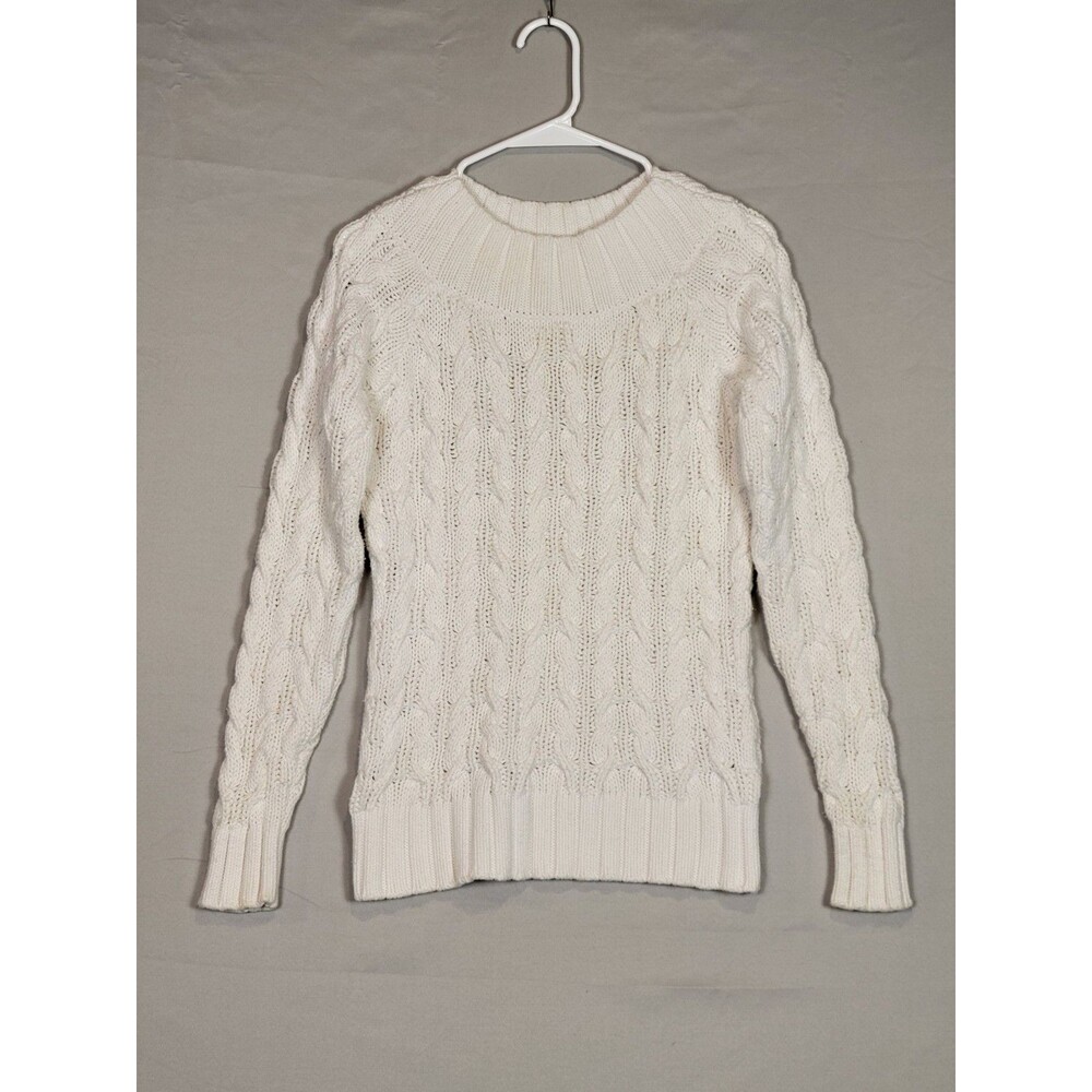 Vineyard Vines Cable Knit Sweater Womens XS White Cotton Pullover Long Sleeve